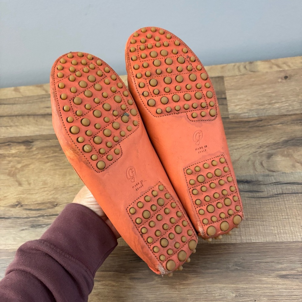 M.Gemi Leather Driving Moccasin Slip On Loafers Light Orange - Picture 7 of 8